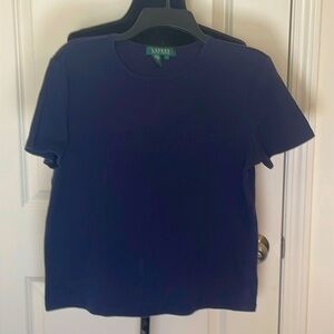 Lauren Ralph Lauren Navy Short Sleeve Shirt Size Large